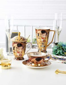 Klimt beijo canecas porcelianas xícaras de café gustav klimt Bone China China Copo Presentes de casamento de casamento Drinkware Drinkware Decoração