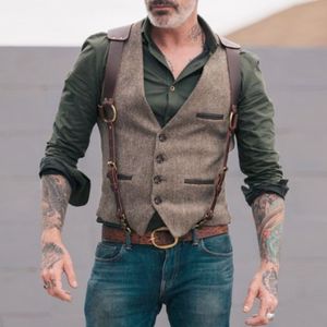 Mens Vests Mens it vest vest herringbone v 넥 사업 공식적인 드레스 양복 웨딩 슈트 또는 턱시도 230313