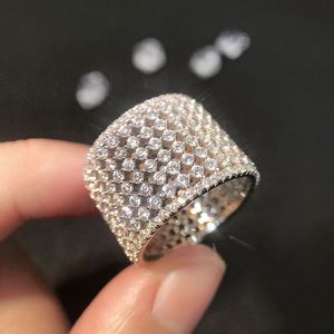 Anello con zirconi vuoti AAAAA Anelli per fedi nuziali in oro bianco riempito per le donne Regalo di compleanno per gioielli di fidanzamento da sposa