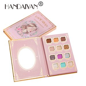 Eye shadow glitter 12 color retro eyeshadow with mirror eye shadow plate matte pearl