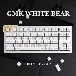 GMK White Bear 139 Keys Cherry Profile PBT Keycap Japanese Custom Personality Keycaps For Mechanical Keyboard 61/64/68/75/84