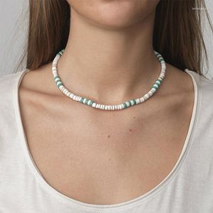 Hänge halsband med läckra små fröpärla blå sten sommar choker halsband boho handgjorda heishi kingman stranden