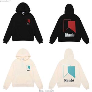 Autumn and Winter Men's Hoodie High Street Fashion Label Los Angeles Rhude Printed Weight Cotton Terry Hoodies for Men Womens9pr