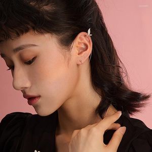 Backs Earrings Trendy Silver Color Clip For Women Girl Huggie Fish Design Long Chain Earcuff No Piercing Fake Cartilage Fine Jewelry