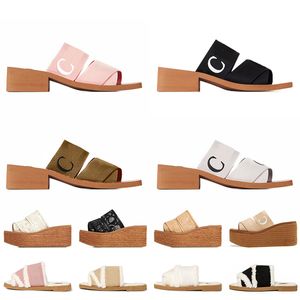 Damer Slip-On Designer Tofflor Sliders Slider Sandaler Platta Woody Mules Desert Sand Svart Vit Utomhus Hög medelhäl Tofflor Slider Slider Scuffs Sandal