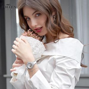 Wristwatches Elegant Women Watches Steel Waterproof Watch Ceramic Strap Automatic Mechanical Luminous Hands Lady Clock