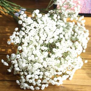 Dekoratif Çiçekler 6pcs 65cm gerçek dokunmatik Beyaz Gypsophila Yapay Çiçek Ev Bahçesi Yatak Odası Oturma Odası Festivali Partisi Dekorasyon Sahte