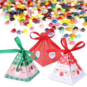 Gift Wrap Boxes Christmas Gift Box Holiday Candy Treat Goodie Small Paper Cookie Favors3d TrianglePresents Wrapping Party Favor 230316