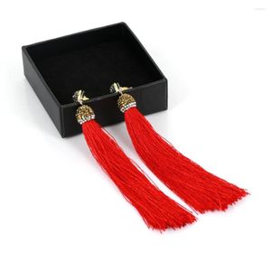 Dangle Earrings 2023 Fashion Antique Jewelry Round Crystal Silk Tassel For Women Vintage Jewellery Accessories Women's