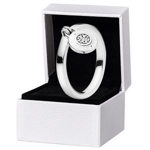 Rundformad hänglåsring för Pandora Real Sterling Silver Wedding Party Jewelry For Women Girl Girl Gift Cz Diamond Designer Rings med originalboxuppsättning