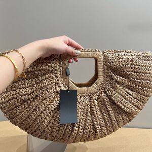 Designer Straw Bag Clutch Hobo Tote Bag Croissant Beach Bags Women Handbags Light Shop Handbag Lady Lafite Grass Hand Crochet Clip Totes Gold Hardware Large Capacity