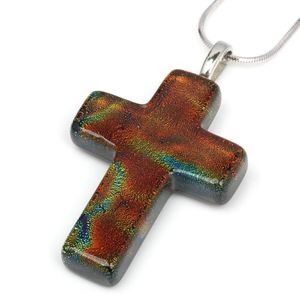 Pendant Necklaces OlingArt Colorful Gold Foil Royal Orange Jewelry Limited Edition Cross Lampwork Glass For Necklace 2023Pendant