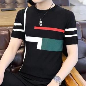 Men's T-Shirts Embroidery Knitted T Shirt O-Neck Homme Club Outfits British Style Pullover mens desinger shirt