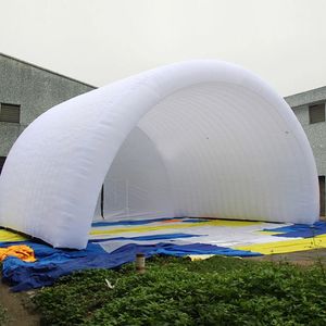 Túnel de palco branco gigante capa de carro inflável abrigo de palco arco de evento estação de festa marquise, tenda de exibição airoof com ventilador envio gratuito à sua porta