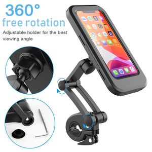 Bicycle Mobile Phone Holder Takeaway Cyclist Waterproof Handlebar Bag 360 Degree Rotatable All-inclusive Magnetic Stand H-best Black