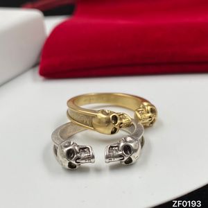 Neuer Stil Gold/Silber-Kette mit seitlichen Steinen, Ringe, Totenkopf-Skelett-Charm, offener Ring für Damen und Herren, Party, Hochzeit, Liebhaber, Verlobung, Punk-Schmuck, Geschenke R2024-1890