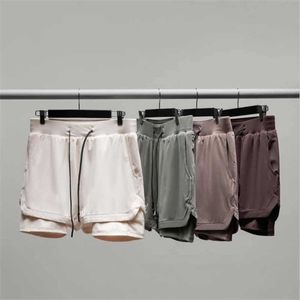 Mäns shorts dubbellager jogger shorts män 2 i 1 korta byxor gym fitness inbyggd fick Bermuda snabba torra strand shorts manliga svettbyxor g230315