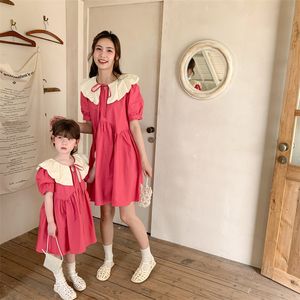 家族のマッチング衣装母娘親子ドレス女の子の夏の夏の短袖のファッションドレスファミリーマッチ服ママ赤ちゃん230316