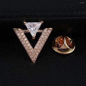 Brooches High Quality Metal Small Button Collar Pins Fashion Triangle Crystal Zirconia For Men & Women Clothes Accessories