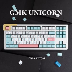 GMK Unicorn 132 Keys Cherry Profile PBT KeyCap Dye-Sub English CUSOTM Personlighet KeyCaps för Mechanical Keyboard 61/64/68/75