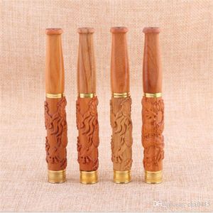 Smoking Pipes New golden silk carving technology solid wood cigarette holder removable copper head