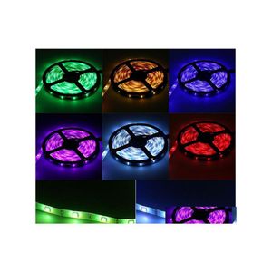 Strisce Led Rgb Strip 5050 Impermeabile 5M 150Leds Smd Aggiungi 44Key Ir Mini Controller remoto 12V 2A Adattatore di alimentazione Fita Light per Christma Dhsyv