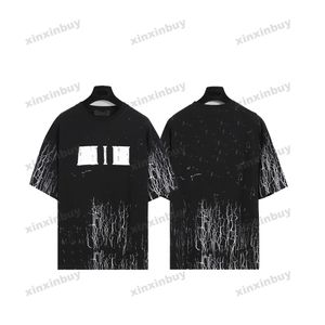 Xinxinbuy Men designer tee t shirt 23SS Paris Crack Letter Print Short Sleeve Cotton Women Black White S-2XL