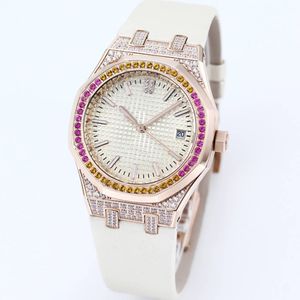 여성 시계 자동 기계식 운동 시계 37mm Rainbow Diamonds Ladies Business Wristwatches Montre de Luxe