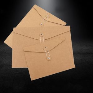 Brown Kraft Paper A4 Document Holder File Storage Bag Pocket Envelope Blank with Storage String Lock Office Supply Pouch SN4105