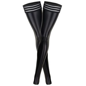 Носки чулотые сексуальные женщины кожаные чулки на коленные носки длинный ботинок с кружевными полосками бедра