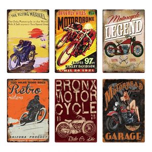 Motorcykel ryttare tennskyltar bar motorklubb garage retro metallplatta affisch inomhus stift upp väggskyltar konst dekorativ plack dekor 30x20 cm w03