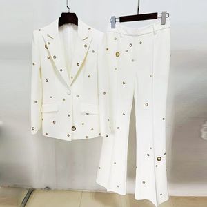 Womens Suits Blazers Tide Brand Retro Fashion designer Suits Jacket Single-Breasted metal hole Slim Plus Size Women's Clothing A131