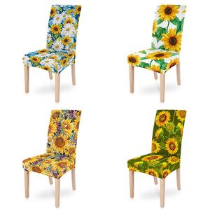 Stol täcker solrosor Stretch Dinner Room Anti-Dirty Kitchen Seat Cover 1pc High Living Spandex Chairs Decorchair