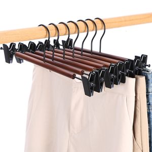 Kleiderbügel Racks Kleiderbügel für Hosen Holz Metallkleidung mit Clips Mode Rock Klemme Kleidungsstück Kleiderschrank Organisatoren Holzhosen Hosen Hangers 230316