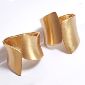 Bangle Fashion Wide Bracelet Gold Color Design Geometric Hollow Opening For Women Titanium Steel Bracelets Jewelry