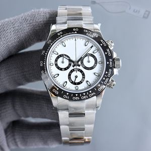 Wysokiej jakości zegarek ST9 STAL Wszystkie subdials działają 40 mm automatyczny ruch mechaniczny szafir szklany męska ceramiczna ramka biała tarcza zegarki na nadgarstki Dhgate