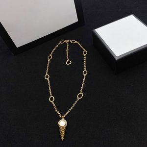 Ice Cream Pearl Pendant Necklaces Female Oval Ring Ornament Necklaces Summer Women Outdoor Street Fashion Jewelry