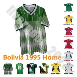 Camisas de futebol retrô 1986 Bolívia #10 Etcheverry Romania Home Away 1994 1995 Suécia Bulgária 1992 1998 Equipe Nacional Vintage Camisetas de Futebol Classic Hagi Uniformes