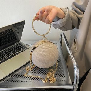 Borse da sera Anello circolare Borse da sera portatili Borse a sfera rotonda in metallo per rossetto Elegante borsa di lusso con pochette Portafogli da sposa 230316