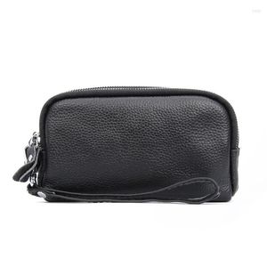 Cosmetic Bags The First Layer Of Cowhide Leather Bag Three-layer Ladies Clutch Long Purse Multi-function Mobile Phone