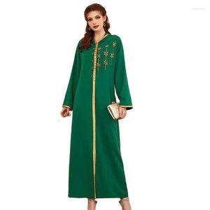 Этническое платье одежды зеленое золотое капюшона рука сшита элегантная длинная модная платья моды 2023