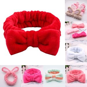 Big Rabbit Ears Coral Fleece Soft Elastic Hairbands SPA Bath Shower Make Up Wash Face headband Hair Band Girls Hair Accessories