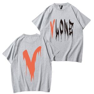 Vlone Men'sTシャツブランドメンズデザイナーTシャツメンズアンドレディースサマーズカジュアルルーズ大型Vプリント短袖TシャツストリートヒップホップスポーツカップルTシャツ