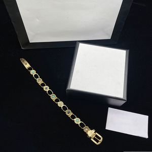 Special Pin Buckle Bracelets for Female Colored Flowers Charm Bracelets Hollow Ring Gold Bracelet with Box