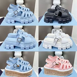 2023 Women Foam Rubber Sandals Fashion Designer Vintage Beach Womens Platform Metal Buckle Sandal Flat Slides Slippers Shoes Size 35-40