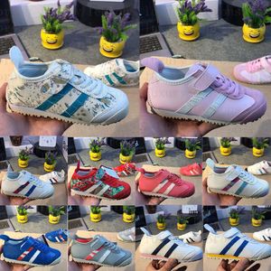 Kids Sneaker Buty tygrys skórzane koronkowe chłopcy dziewczęta swobodny japoński sposób metalowy złoto swobodne miękkie letnie buty dla dzieci rozmiar 22-35 i t3vu#