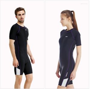 Women's Swimwear NSA Short Sleeve Women One Piece Swimsuit Men Swimming Bodysuit Competitive Suit Plus Size Women's Swimsuits