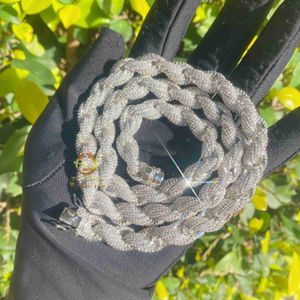 Anpassad isad Rare 8mm/10mm 925 Sterling Silver Moissanite Diamond Rope Chain Halsband