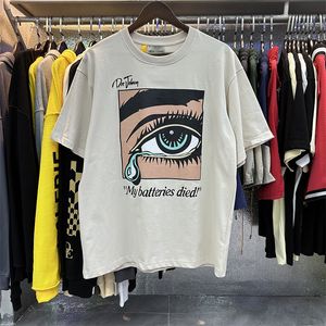 Camisetas masculinas Plus Tees com estampa de letras e manga curta de algodão de dois fios