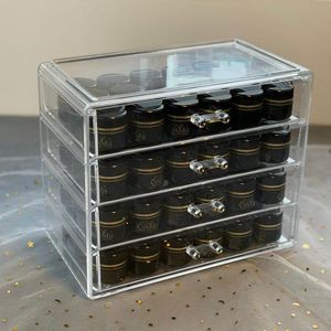 Förvaringslådor fack makeup arrangör kompenserar för kosmetika borst hem lådor akryl transparent